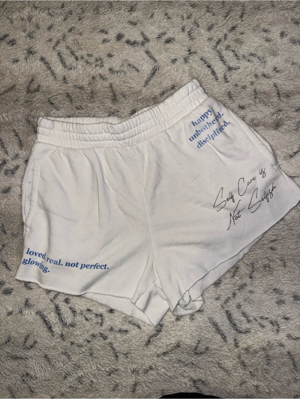Women's White "Self Care is Not Selfish" inspirational quotes casual Shorts
